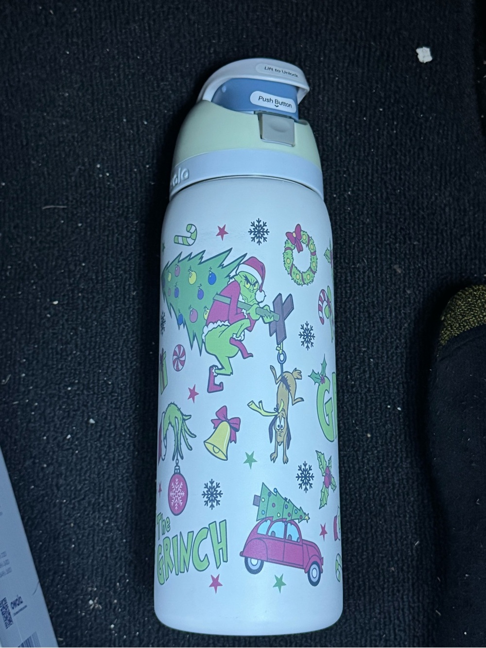 The Grinch Holiday Stainless Steel Water Bottle - White with Green Accents